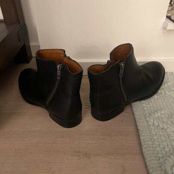 Frye Black Leather Ankle Boots with Zippers - Picture 3 of 4